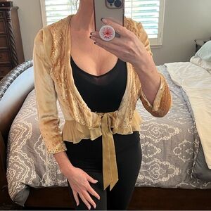 Bebe Vintage Gold Embellished Blazer Jacket. Size 2.